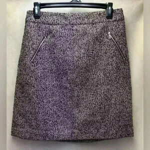 LOFT Vintage 90s Maroon Tweed Clueless Wool Mini Skirt Size 4 Tall